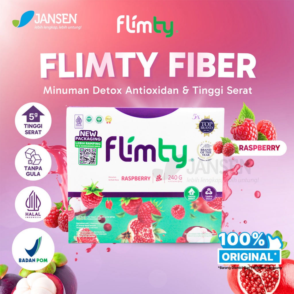 Jual Flimty Fiber Rasa Raspberry - 1 Box (16 Sachet @15gr) - Minuman ...