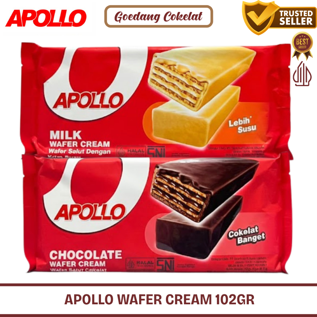 Jual Apollo Wafer Cream Cokelat Susu 102g - Wafer Salut Coklat Susu ...