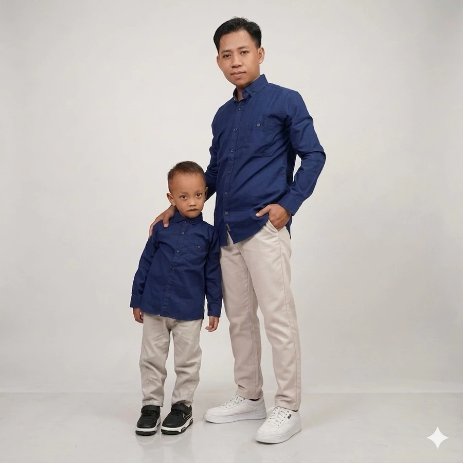 Kemeja Couple Ayah & Anak Bahan Sigaret