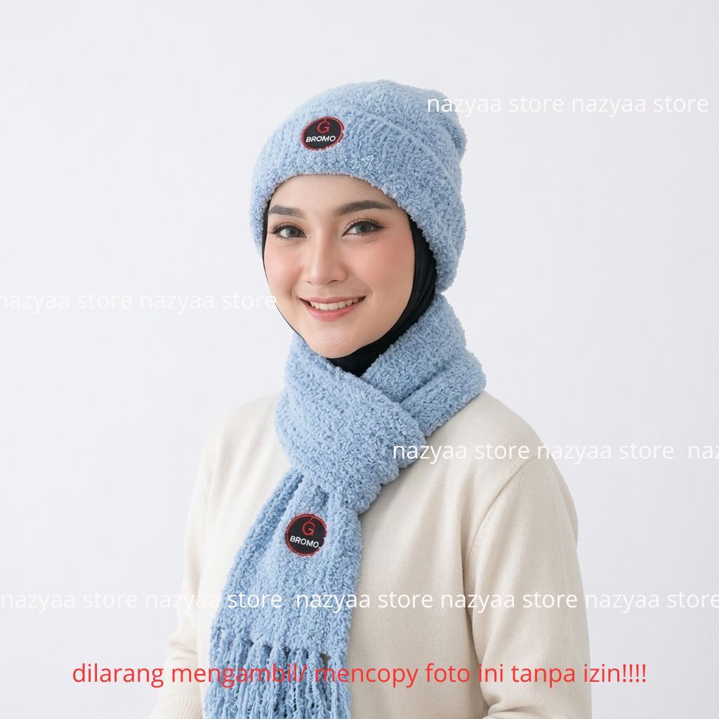 Jual Paket Kupluk dan Syal Dewasa Motif Bromo Premium - Bahan Rajut ...