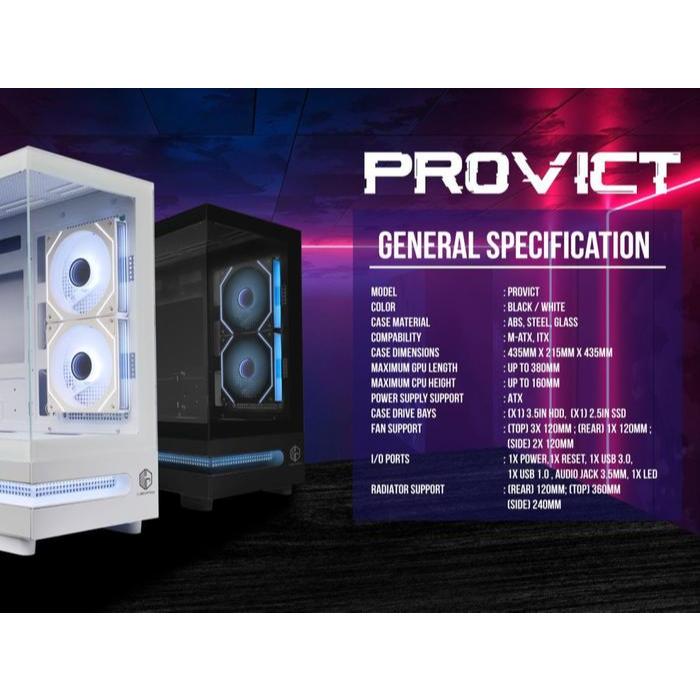Jual CUBE GAMING PROVICT BLACK - mATX Gaming Case - Panoramic View ...