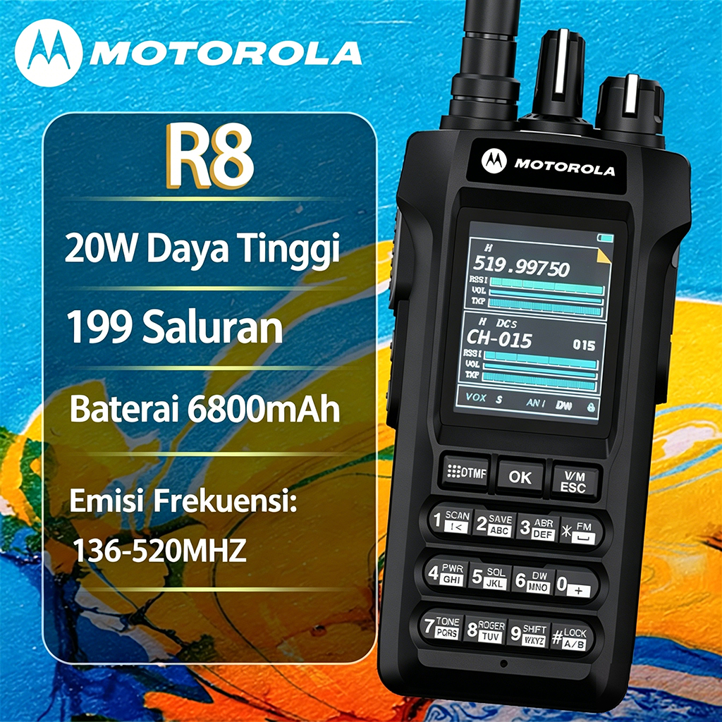 Jual HT motorola jarak jauh 20KM R8 Walkie Talkie 20Watt AM/FM 6800mAh ...