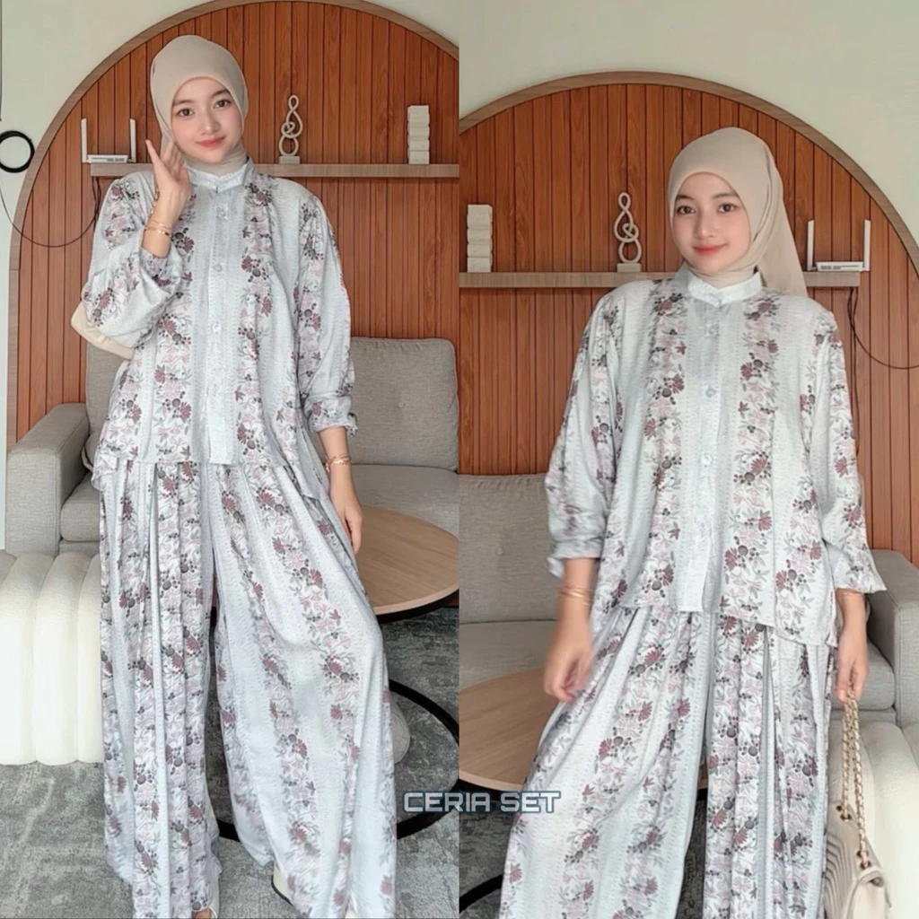 Foto 6 Dara one set motif baru rayon diamond lengan karet celana kulot jumbo setelan kekinian | 015