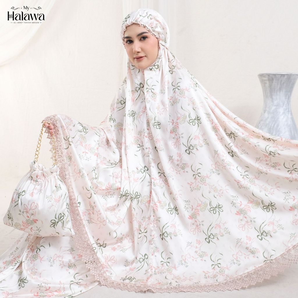 HALAWA - Mukena Dewasa Silk Armani Premium Renda Mewah Nahawa Series