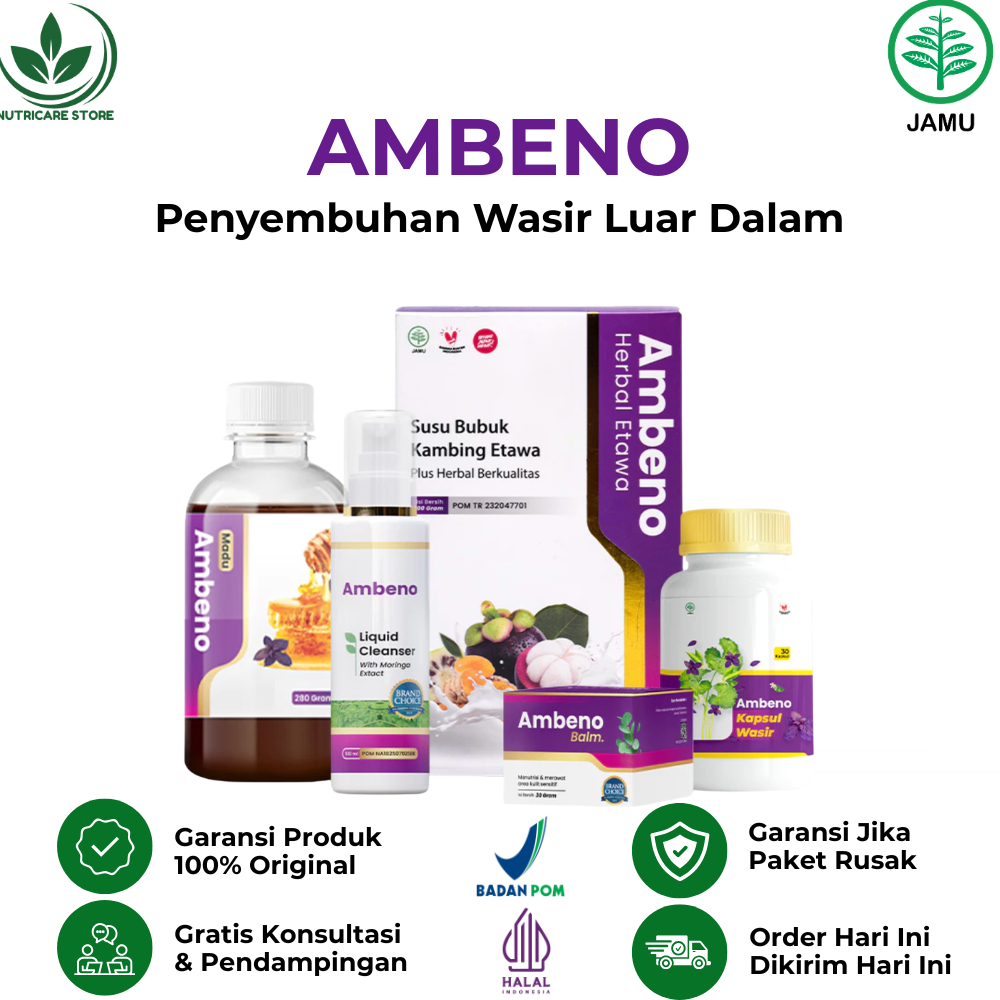 AMBENO Obat Herbal Wasir Ambeien Benjolan Wasir Ambeyen Perwatan Luar Dalam