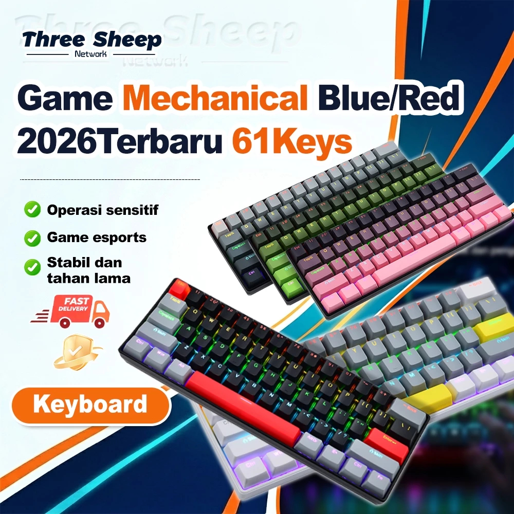 Jual JUTU Mechanical Keyboard RGB 60% PC Gaming Keyboard Compatible ...