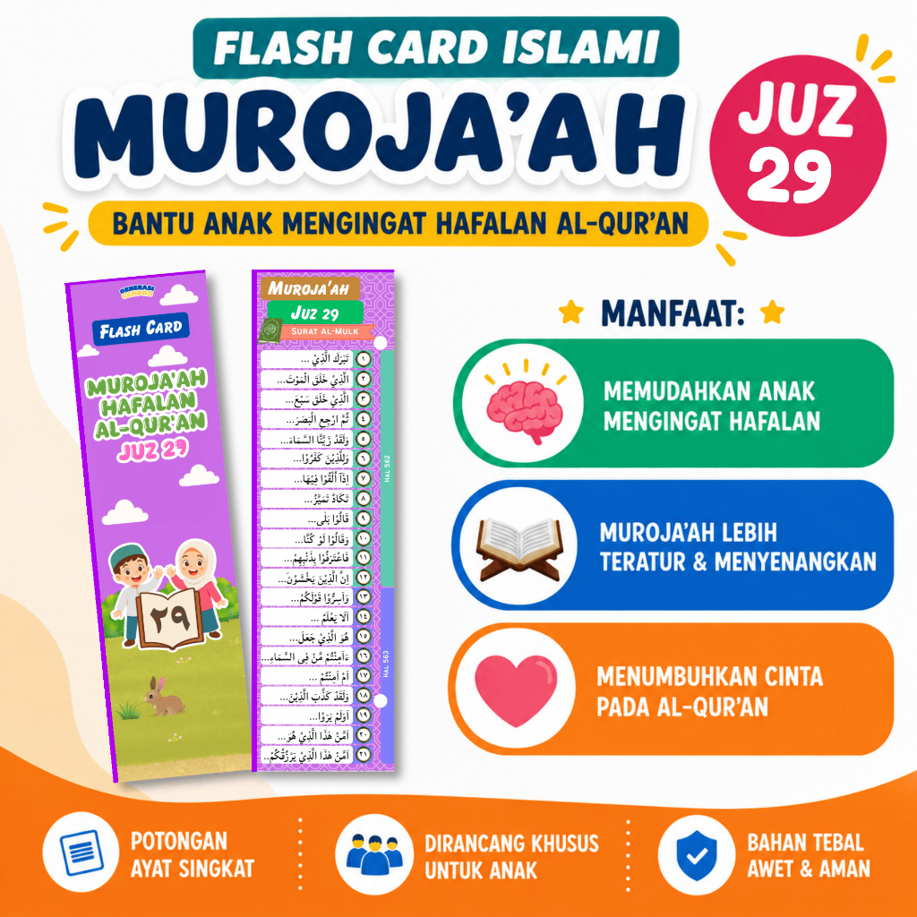 Jual Flashcard Muroja’ah Hafalan Qur’an Anak Juz 29 | Flashcard ...