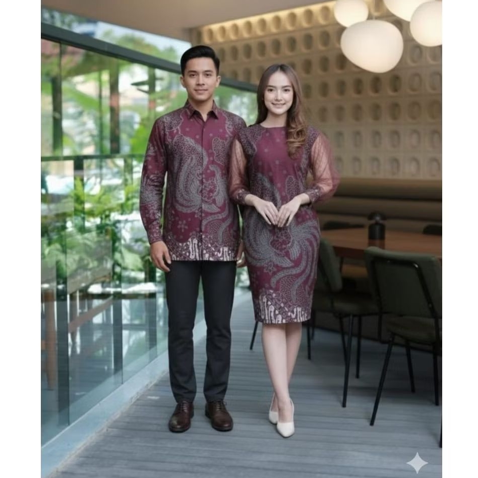 Batik Couple Motif Febry Burgundy A