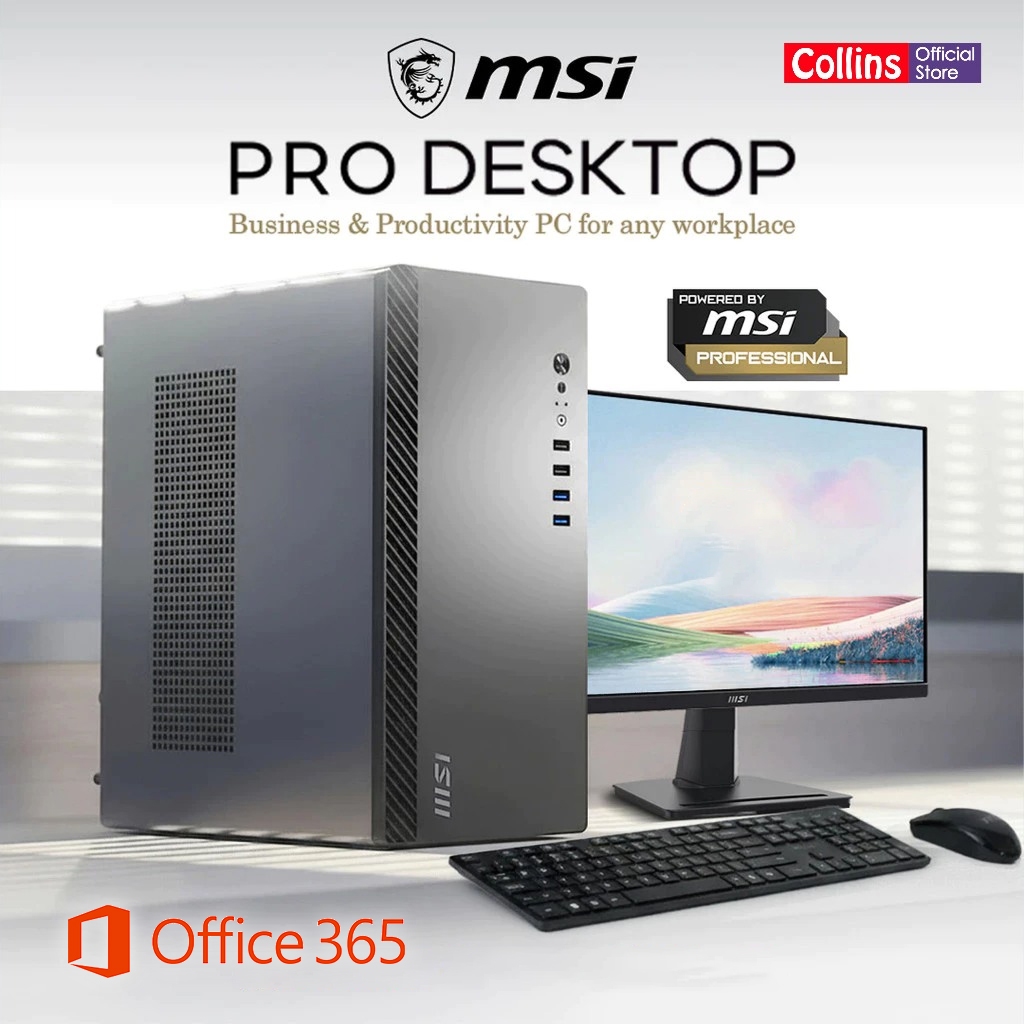 [Collins PC-Rakit] MSI Pro Desktop PC X AMD Ryzen 5 5500GT | RAM 16GB/1TB | Office 365 Business Productivity