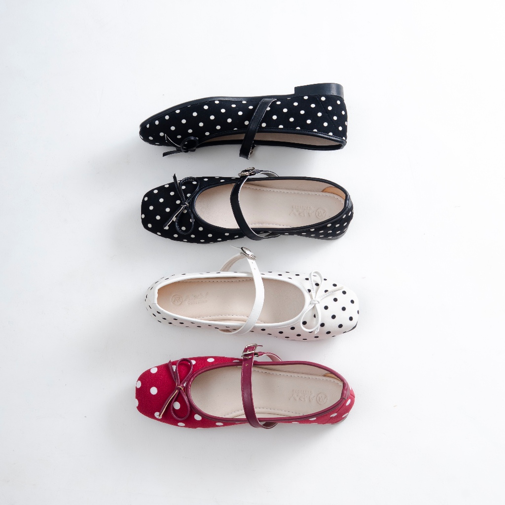 Freya Sepatu Flatshoes Wanita Feminim Flathoes Pita Polka foto 3