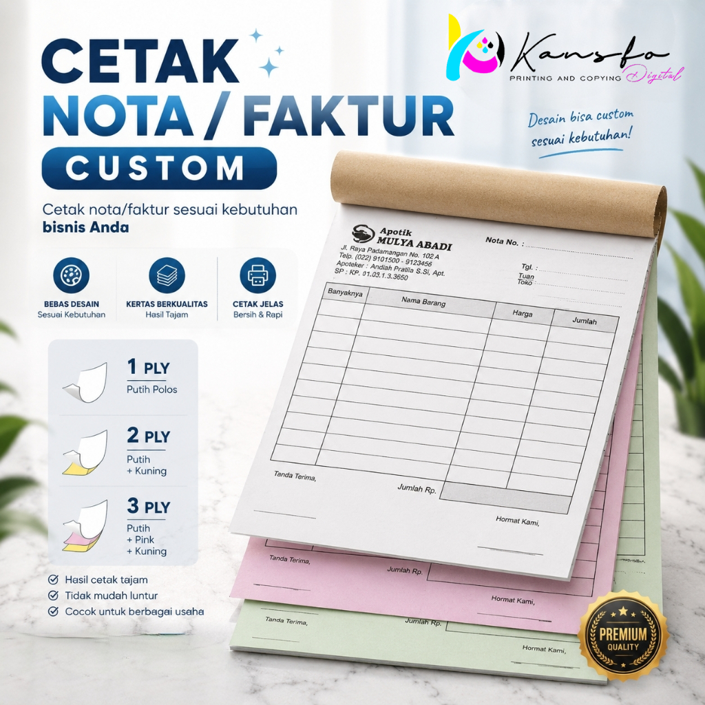 Jual Cetak Nota Custom/ Cetak nota nama Toko dan logo/ Nota Custom Full ...