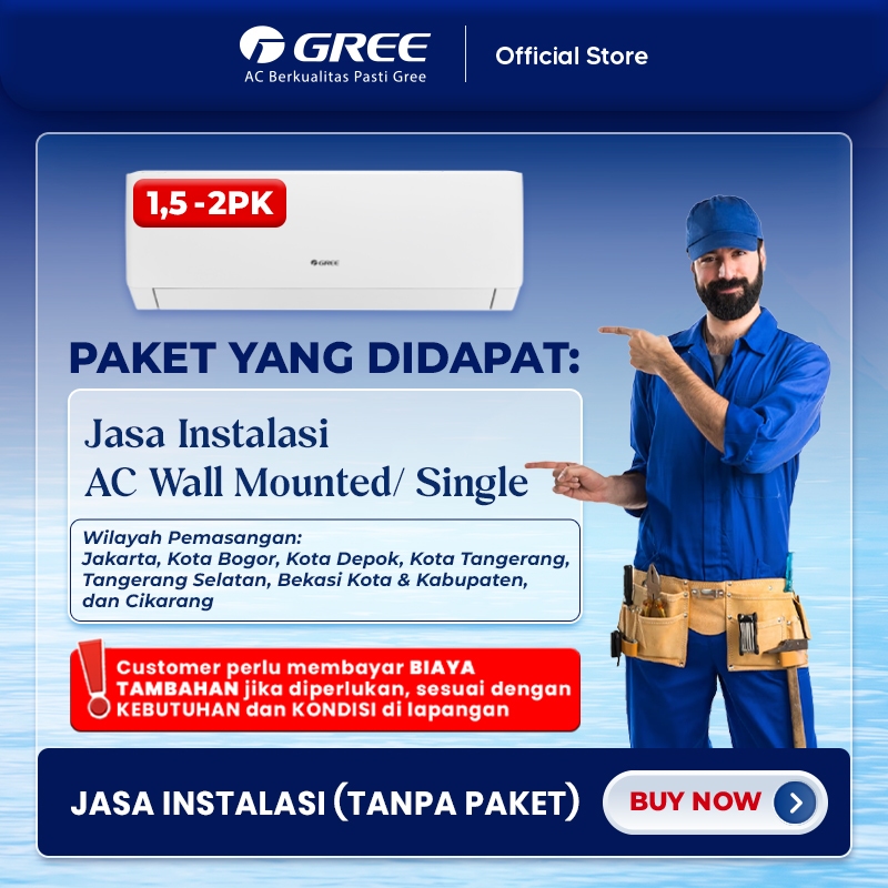 Jasa Instalasi AC only 1.5 - 2 Pk (TANPA MATERIAL)