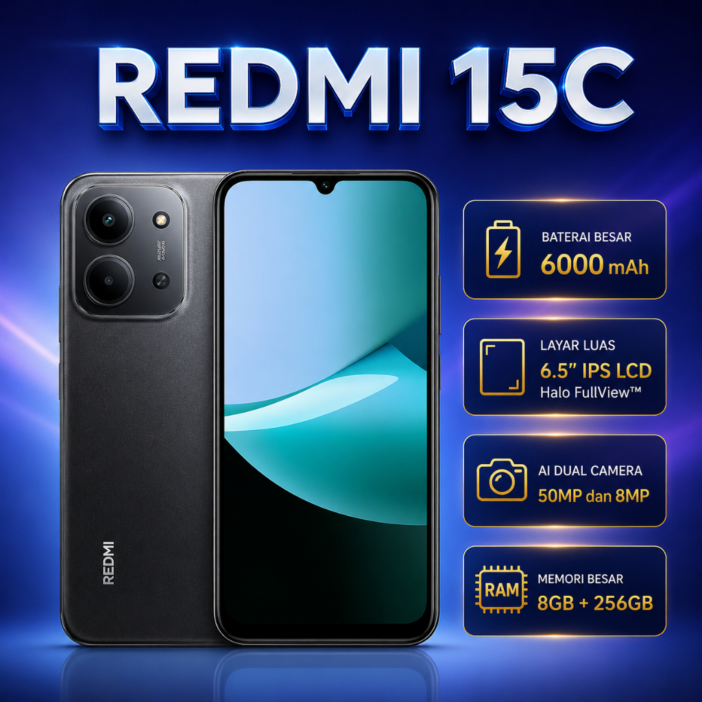 Handphone Redmi 15c NFC Smartphone android asli ori 8+256GB/6GB+128GB