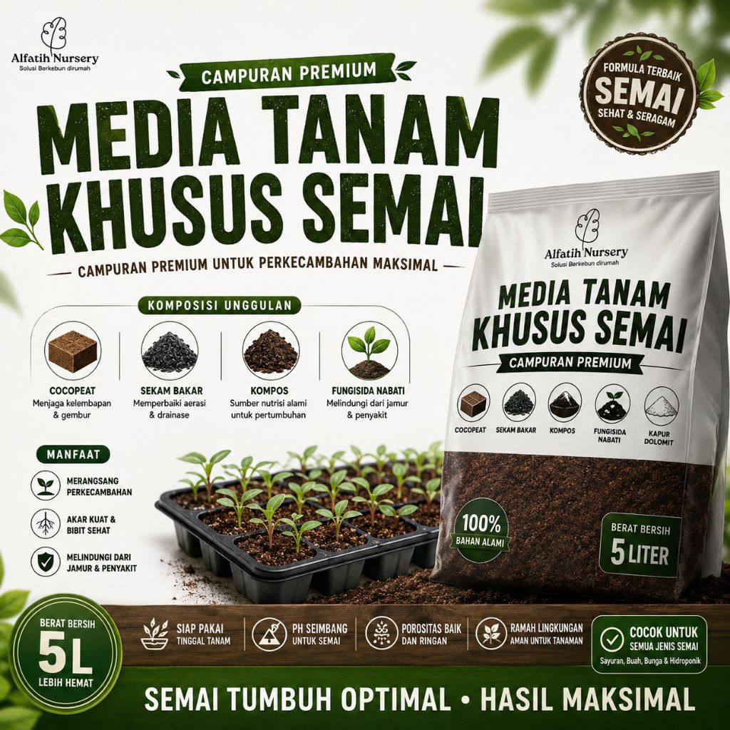 Media Tanam Khusus Semai Cocopeat + Kompos + Sekam Bakar + Fungisida Nabati