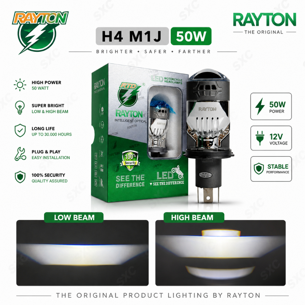 Jual ORIGINAL RTD RAYTON MINI LED H4 M1J 50 WATT BLUELENS MOTOR MOBIL ...