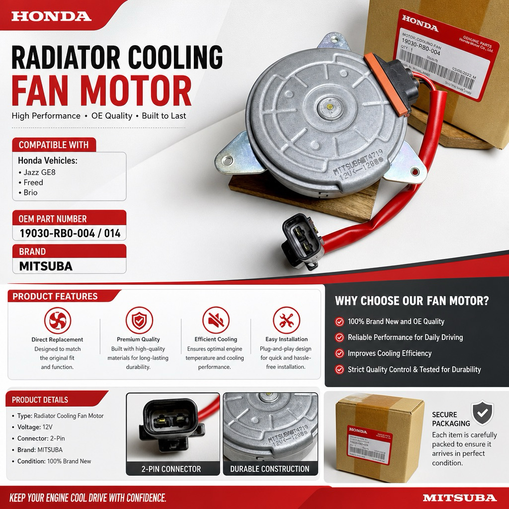 Jual Motor Fan Radiator Honda Jazz GE8 Freed Brio 19030-RB0-004 / 014 ...