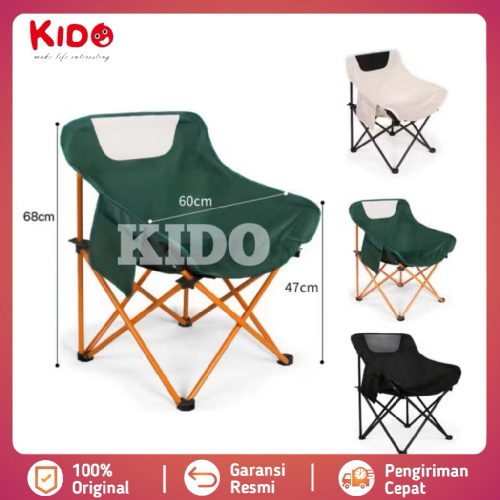 Kursi Lipat Bulat camping Moon Foldable Protable Outdoor (Besar) kursi max 130kg