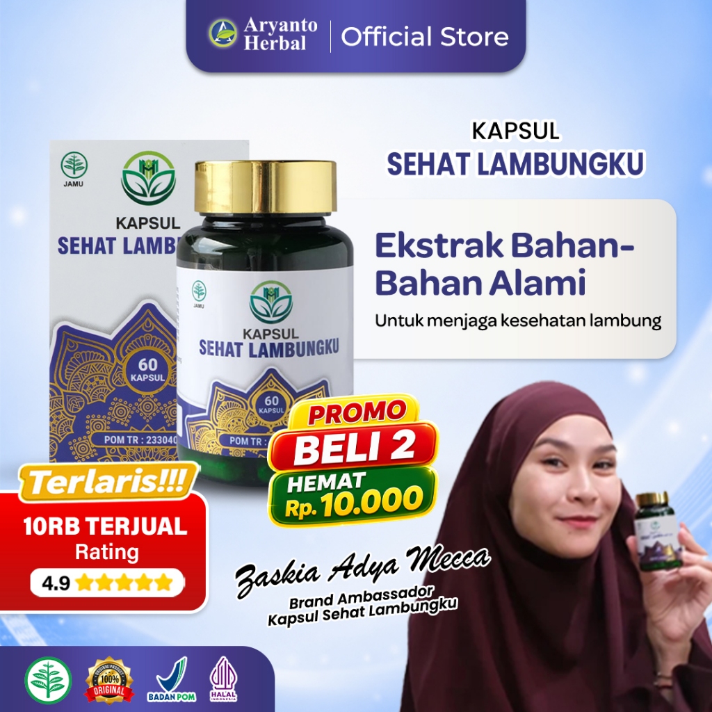 Aryanto Herbal - Kapsul Sehat Lambungku Asli 100% Original Isi 30 & 60 Kapsul BPOM & HALAL MUI