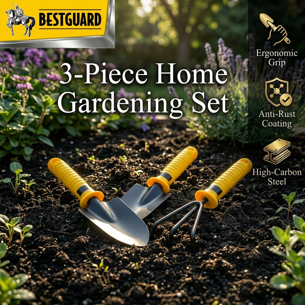 BESTGUARD Set Alat Berkebun 3 in 1 Sekop Cangkul Mini Stainless Steel Lengkap Peralatan Menanam Tanaman Hias Bunga Rumah DIY Premium Estetik