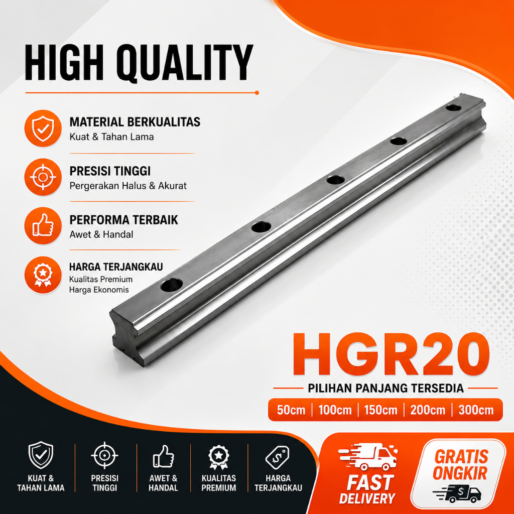 Jual Rail HGR20 HGR HGH 20 HGH20 Rel Shaft As Linear Guide Rail Presisi ...