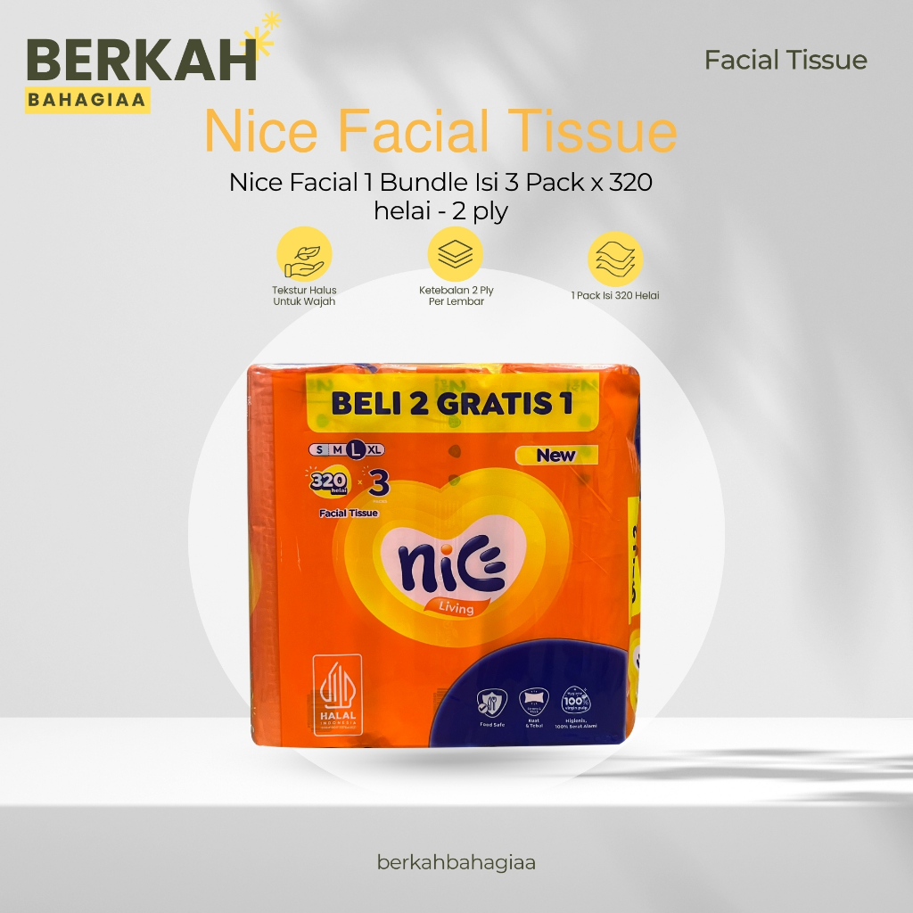Jual ( 2 BUNDLE ) Nice 320 Helai Facial Tissue Isi 6 Pack Tisu Wajah ...