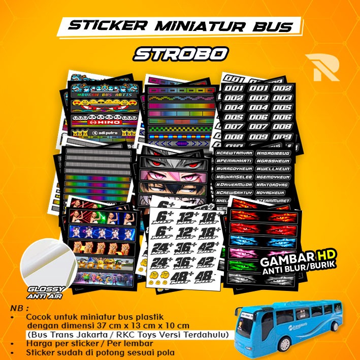 Jual Sticker Strobo Mata Miniatur bus / Stiker Not Basuri / Videotron ...
