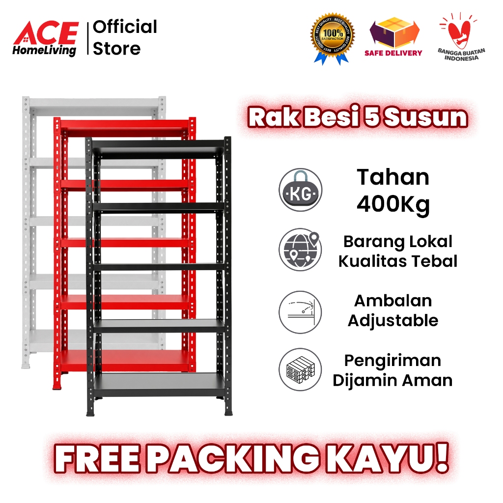Jual ACE Homeliving-Rak Besi Lokal 50 cm x 100 cm x 200 cm Plat Tebal 1 ...