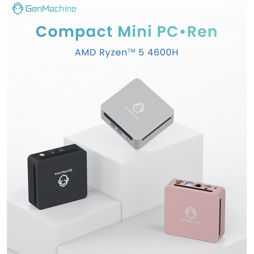 GenMachine AMD Ryzen 5 4600H MiniPC Gaming WiFi6 Triple Display Windows 11 Pro
