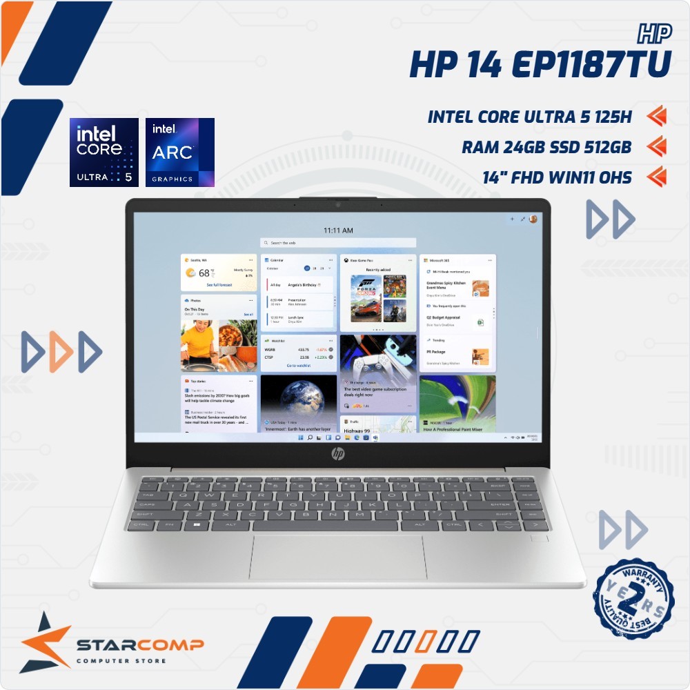 Jual HP 14 EP1187TU Intel Core Ultra 5 125H 24GB 512GB 14" FHD IPS W11 ...