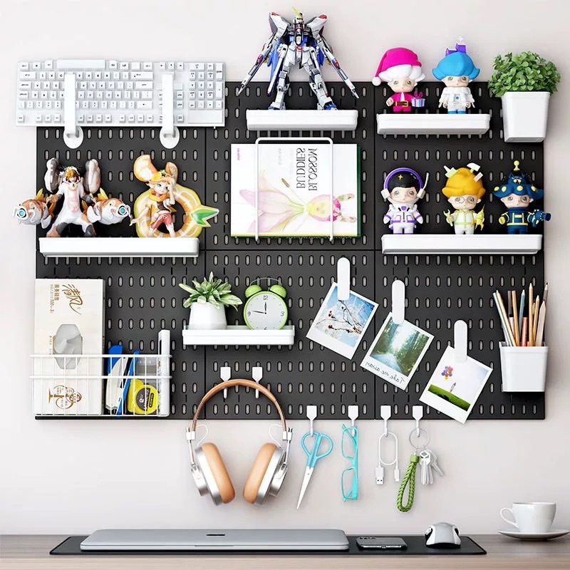 99KHOME Pegboard Papan Dinding Hole Board Tempel Dekorasi Kamar Rak Gantung Tanpa Paku Hitam K1167