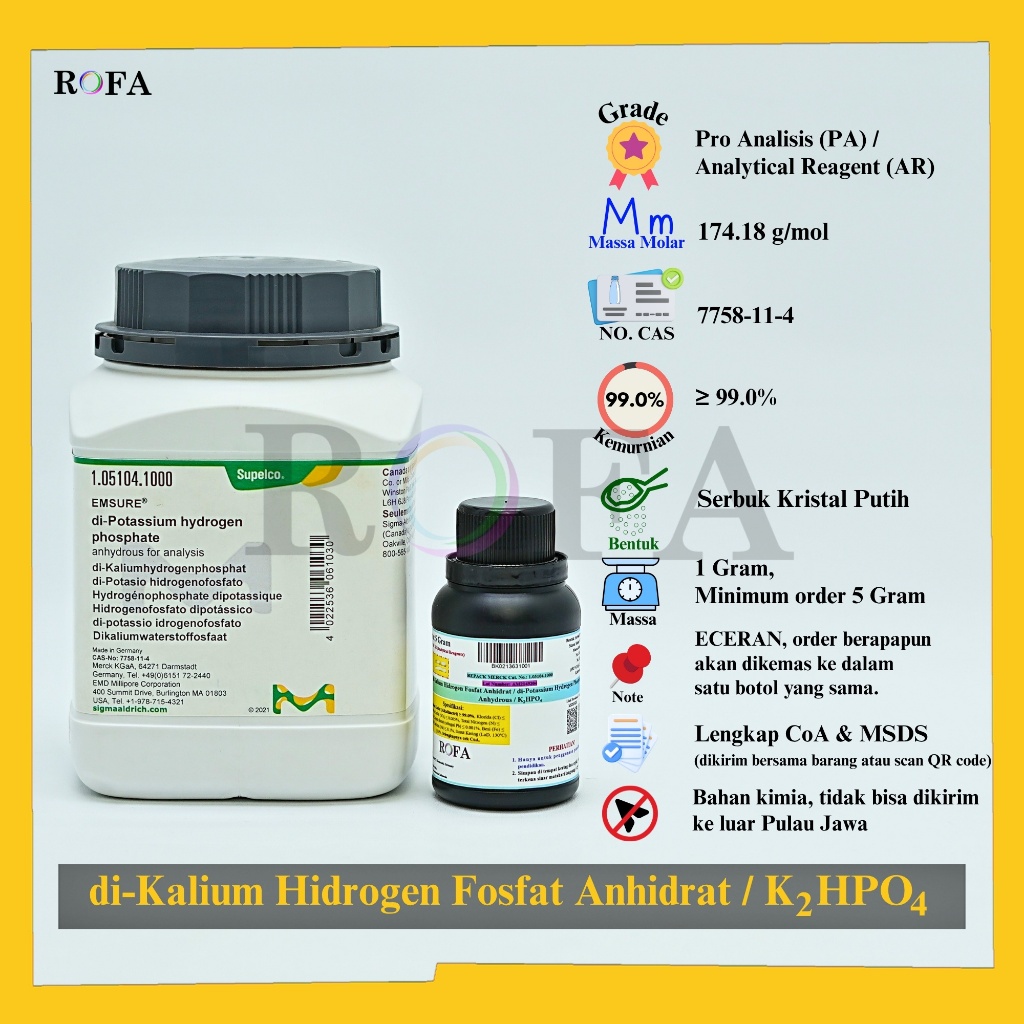Jual Dikalium Hidrogen Fosfat Anhidrat / Dipotassium Hydrogen Phosphate ...