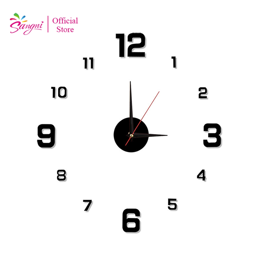 Sangni 3D Diy Jam Dinding Tempel Analog 3D Jam Modern Raksasa Diameter 40-60cm Sweep Silent Movement