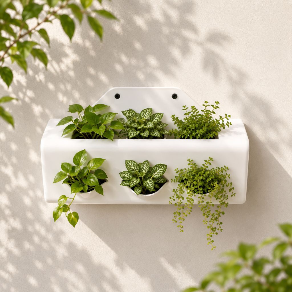 HydroWall Mini 25Pot Dinding Hidroponik 25cm Wall Planter Minimalis 25cm Pot Tanam Gantung Dinding 25cm Vertical Garden Mini 25cm Pot Pipa Estetik 25cm Rak Tanam Dinding Minimalis Pot Tanaman Susun 25cm Wall Pot Modern Putih 25cm