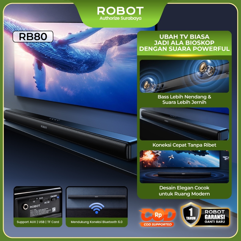 Jual ROBOT Speaker Soundbar Home Theater Speaker TV Bluetooth 6.0 Dual ...