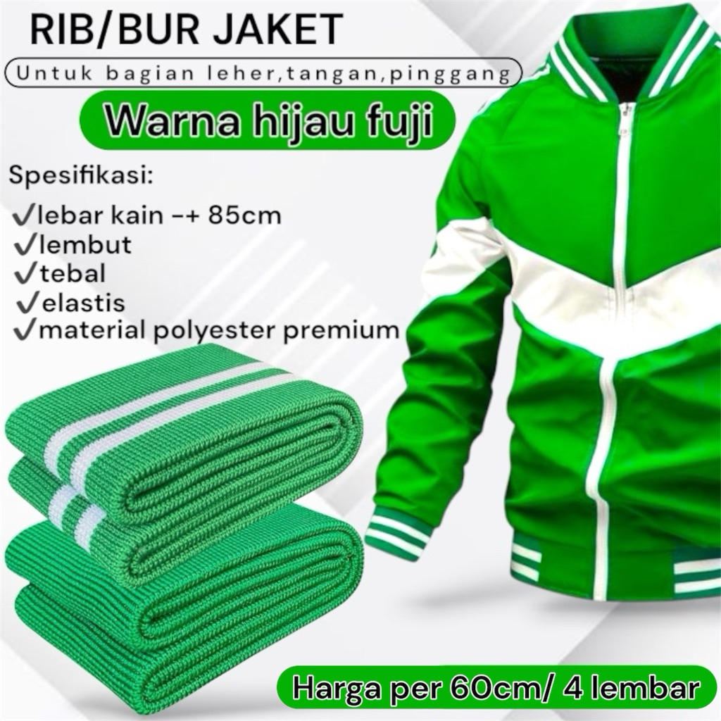 Jual Kain Rib/Bur 1x1 warna hijau varian warna polos dan strip ...
