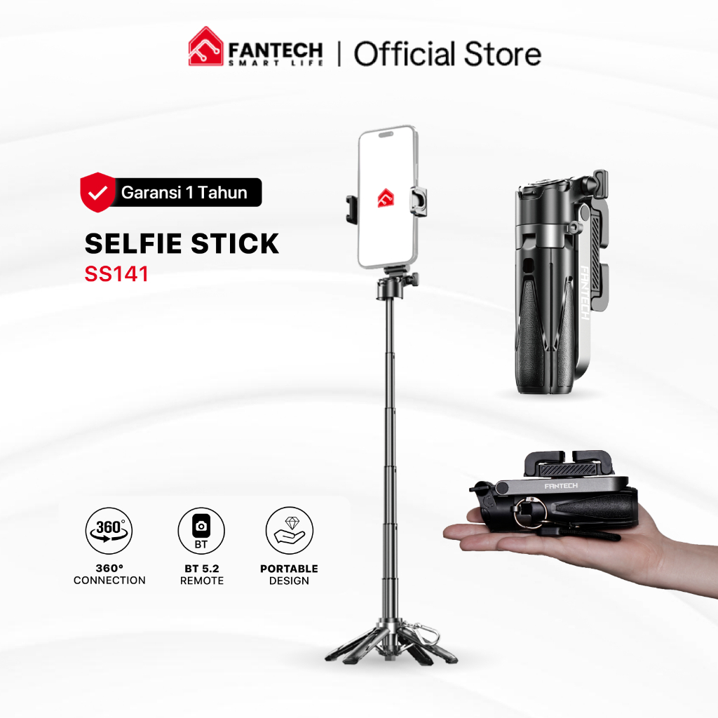 Jual FANTECH SS141 Selfie Stick Tripod Bluetooth Rechargeable Quadpod ...