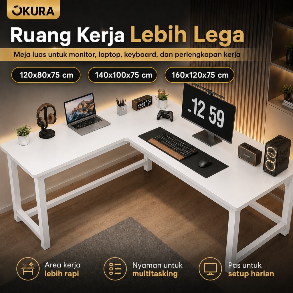 Jual Meja Gaming Meja Kerja L Shape Meja Gaming Pola Fiber Karbon Meja ...