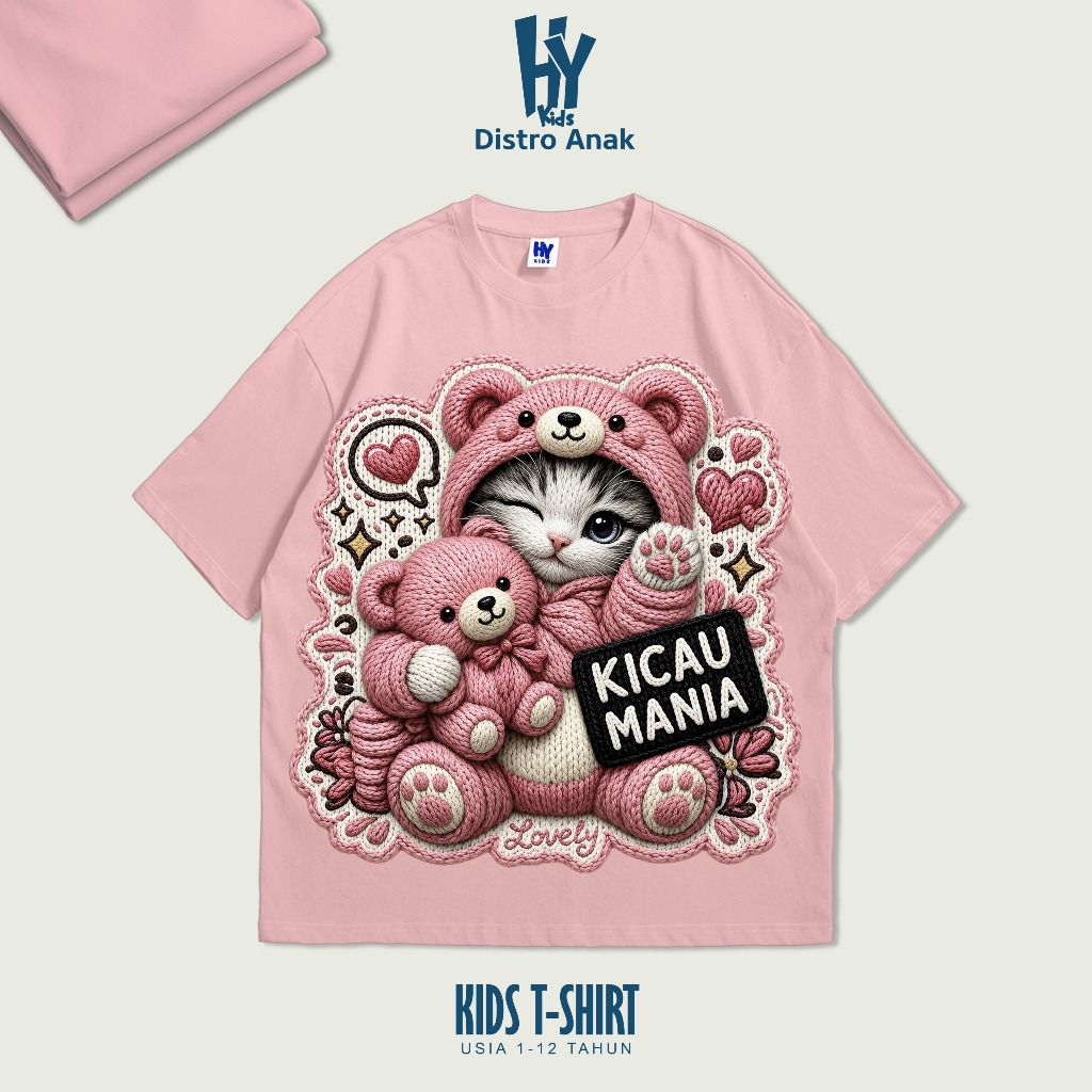 Jual Free Stiker Nama Kaos Anak Motif Kucing Kicau Mania Perempuan untuk usia 1-12 Tahun shp Indonesia