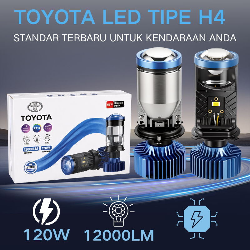 Lampu Utama Depan H4 LED Proyektor Khusus Toyota Semua Model, Tahan Air & Panas Pemasangan Mudah Plug And Play