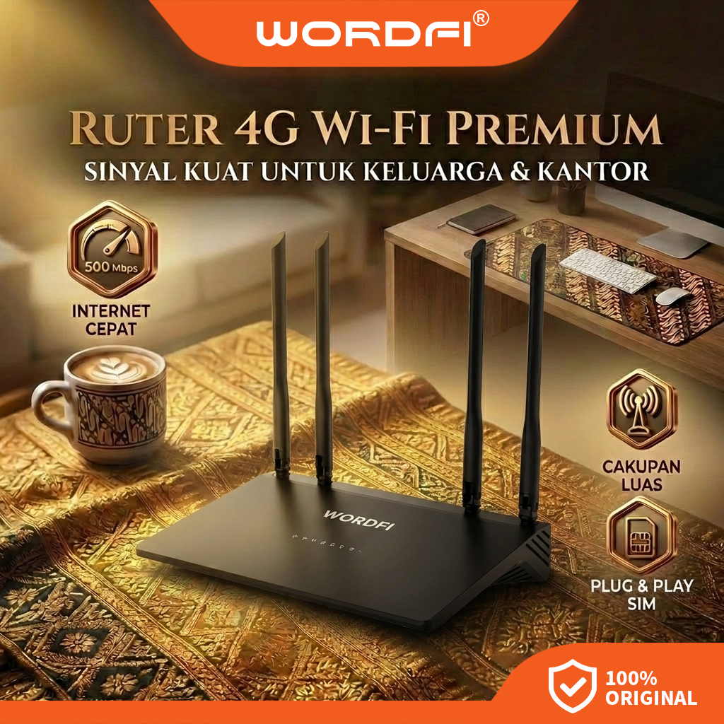 WORDFI 500Mbps 4G Modem | Router WiFi LTE | Koneksi Berkecepatan Tinggi dan Stabil|Hadiah adaptor