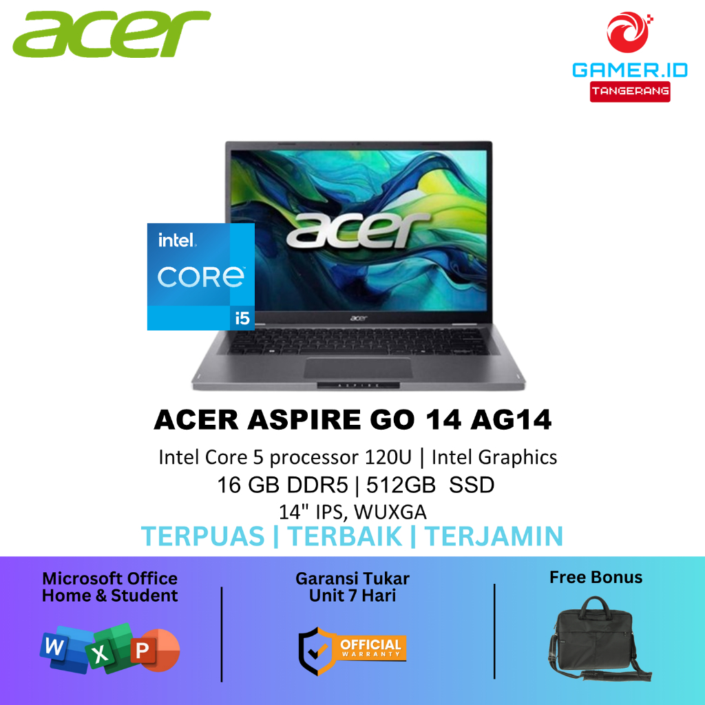 Jual ACER ASPIRE GO 14 AG14 CORE I5 120U 16GB 512GB W11+OHS 14.0WUXGA ...