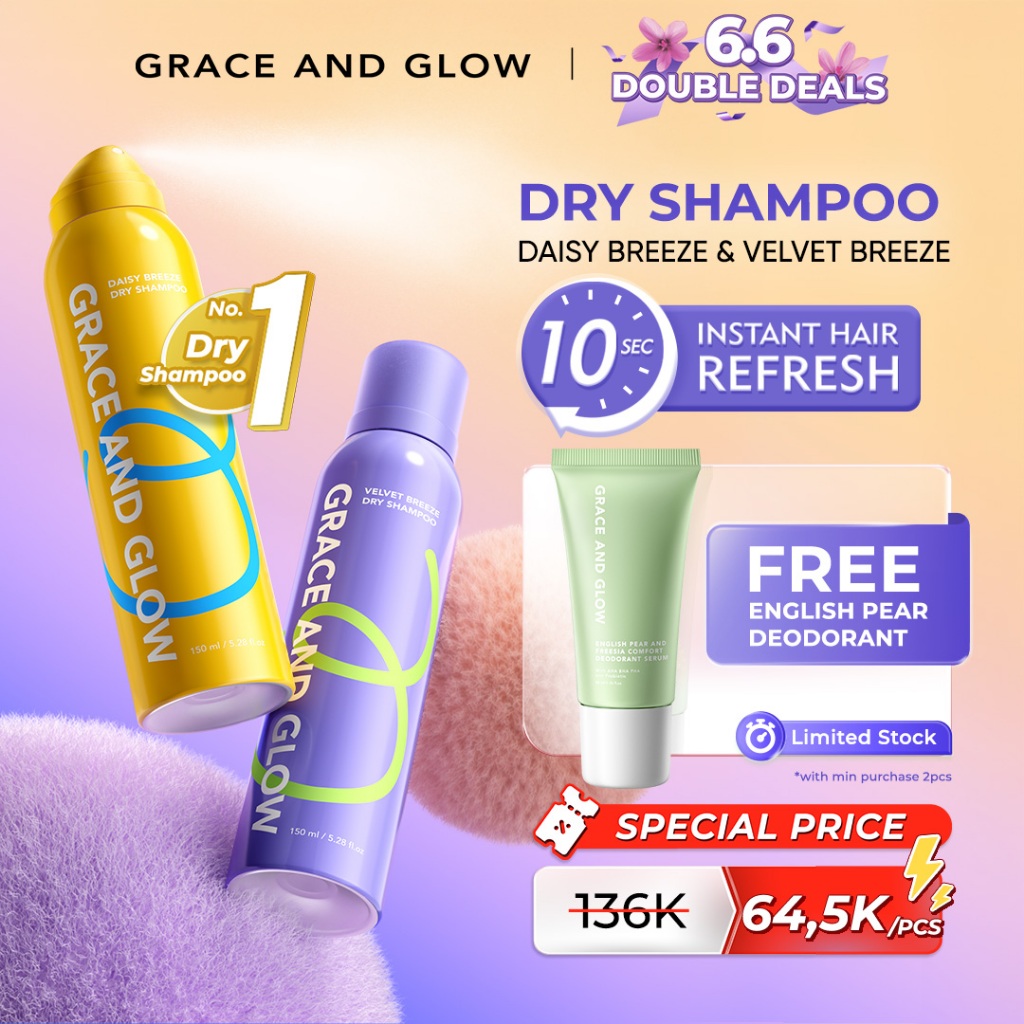 Jual [FREE DEO] Grace and Glow Dry Shampoo - Instant Hair Refresh Daisy ...