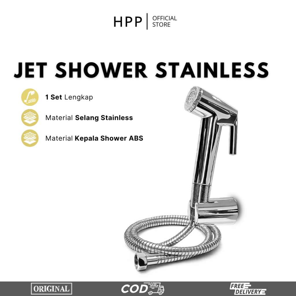 HPP Set Jet Shower Stainless + ABS Shower Kamar Mandi - Bidet Toilet Silver Premium B-03