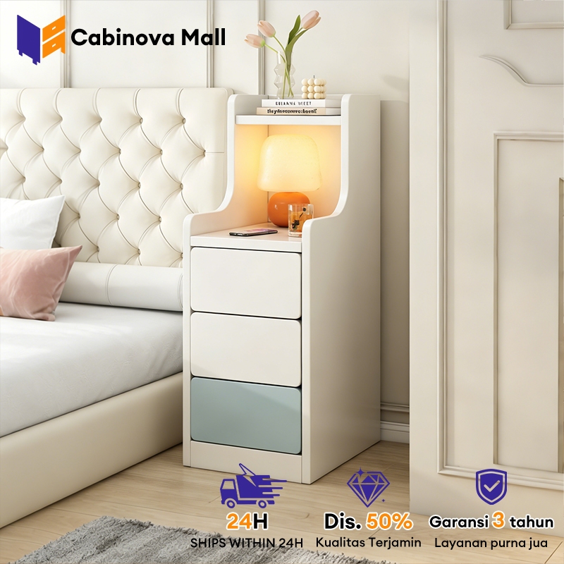 Meja Nakas Laci Kayu Minimalis Multifungsi Hemat Ruang untuk Kamar Tidur Pilihan
