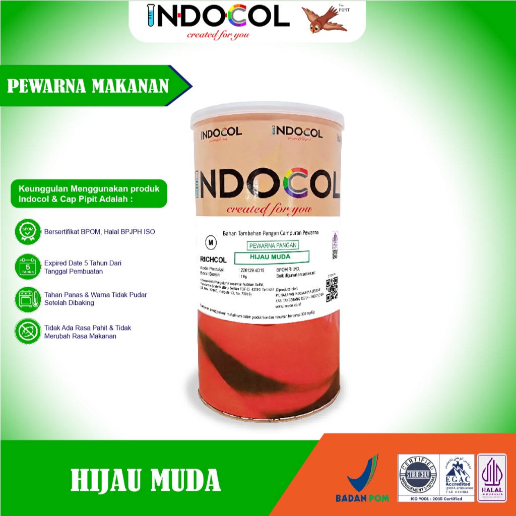 Jual Pewarna Makanan INDOCOL PREMIUM HIJAU MUDA (LIGHT GREEN) (RC ...