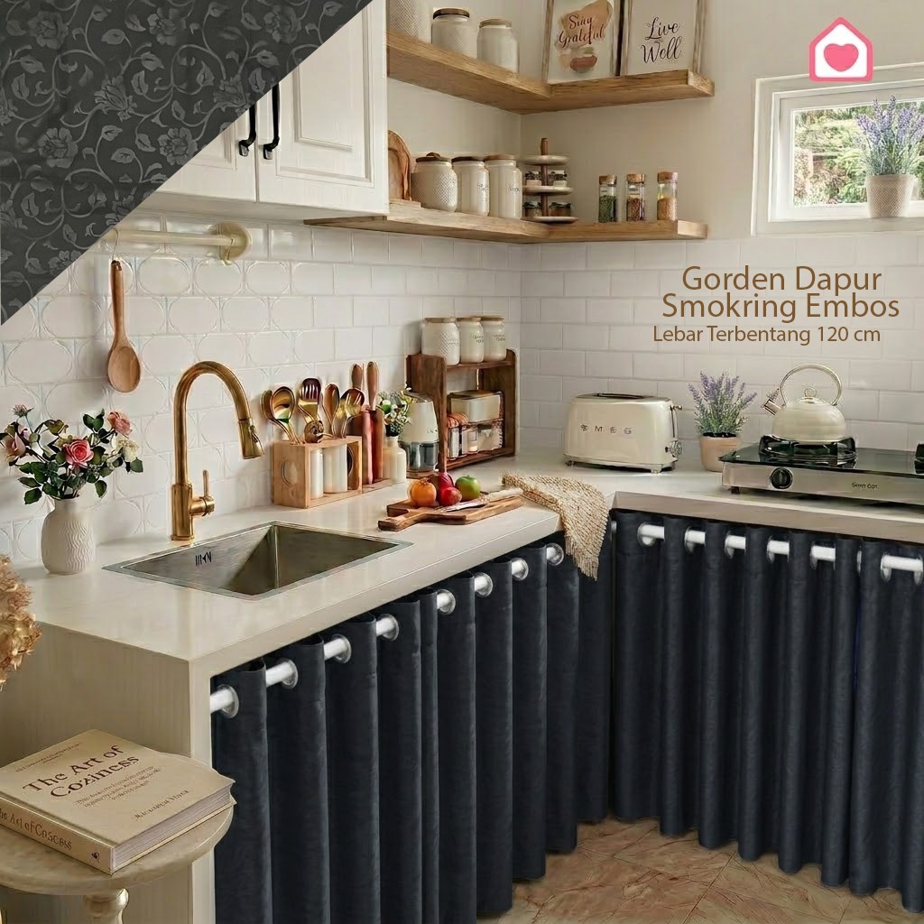 Jual Tirai Kolong Dapur Minimalis Smokering Embos Gorden Penutup Rak ...