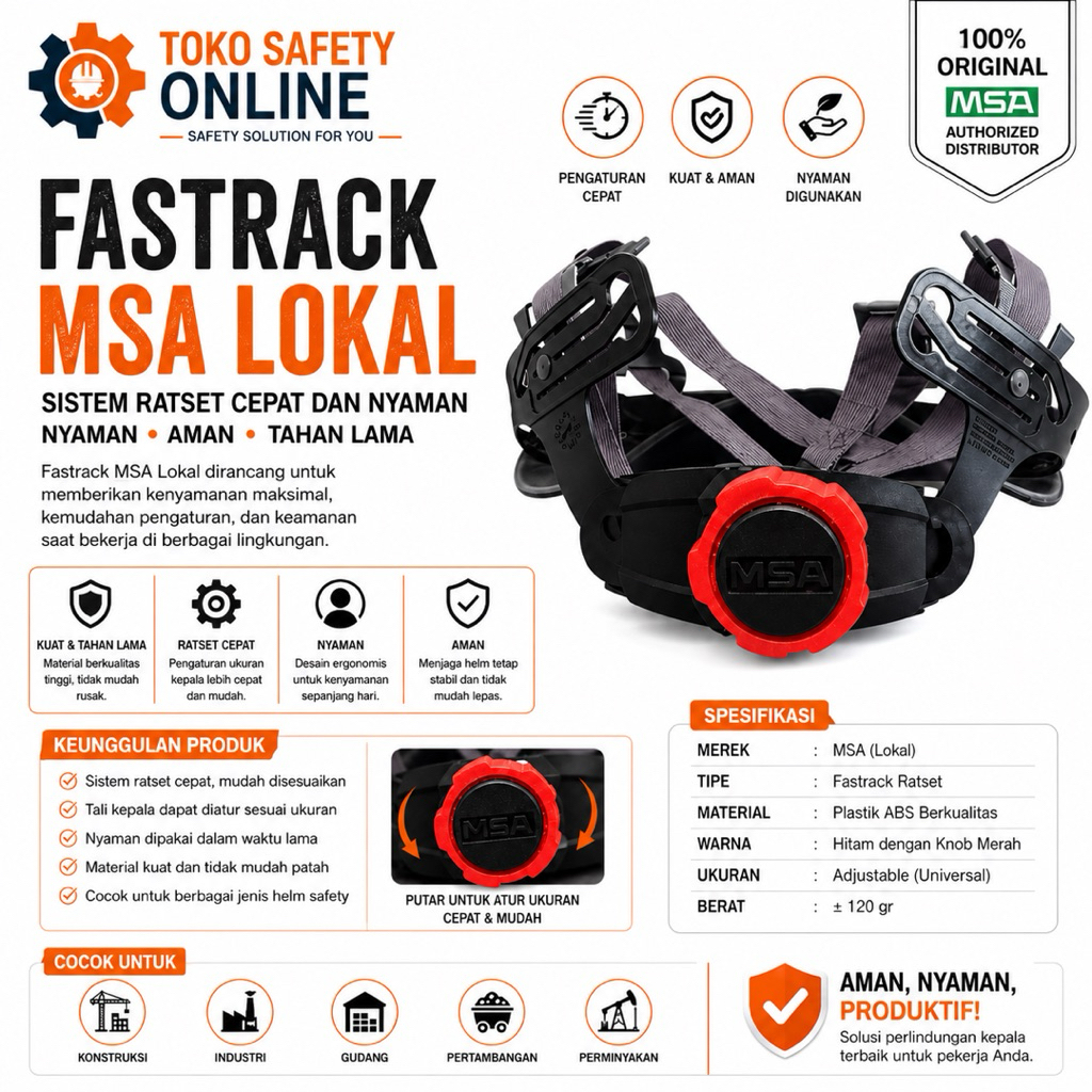 Jual Fastrack MSA Original USA - Inner Fastrack Helm Safety - Inner ...