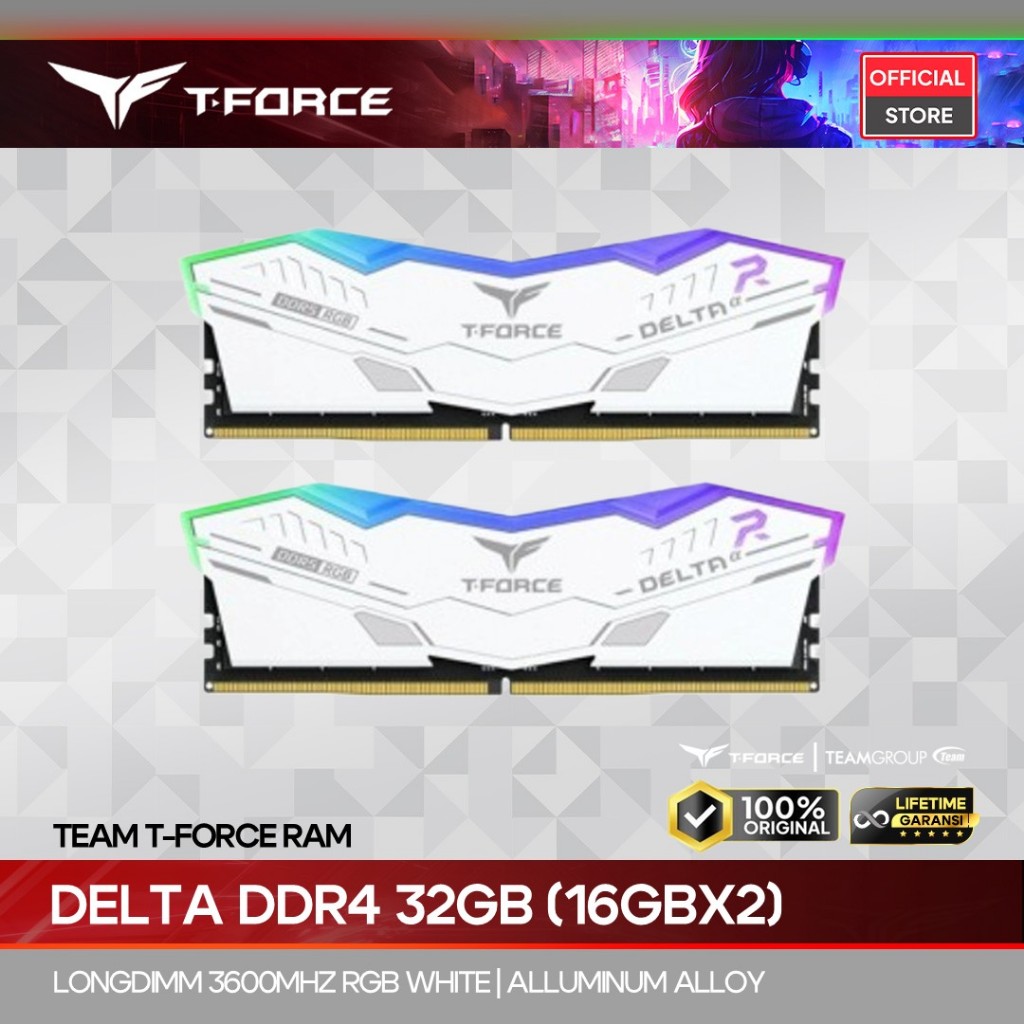Jual TEAM T-FORCE DELTA RAM LONGDIMM DDR4 32GB (16GBX2) 3600MHZ RGB ...