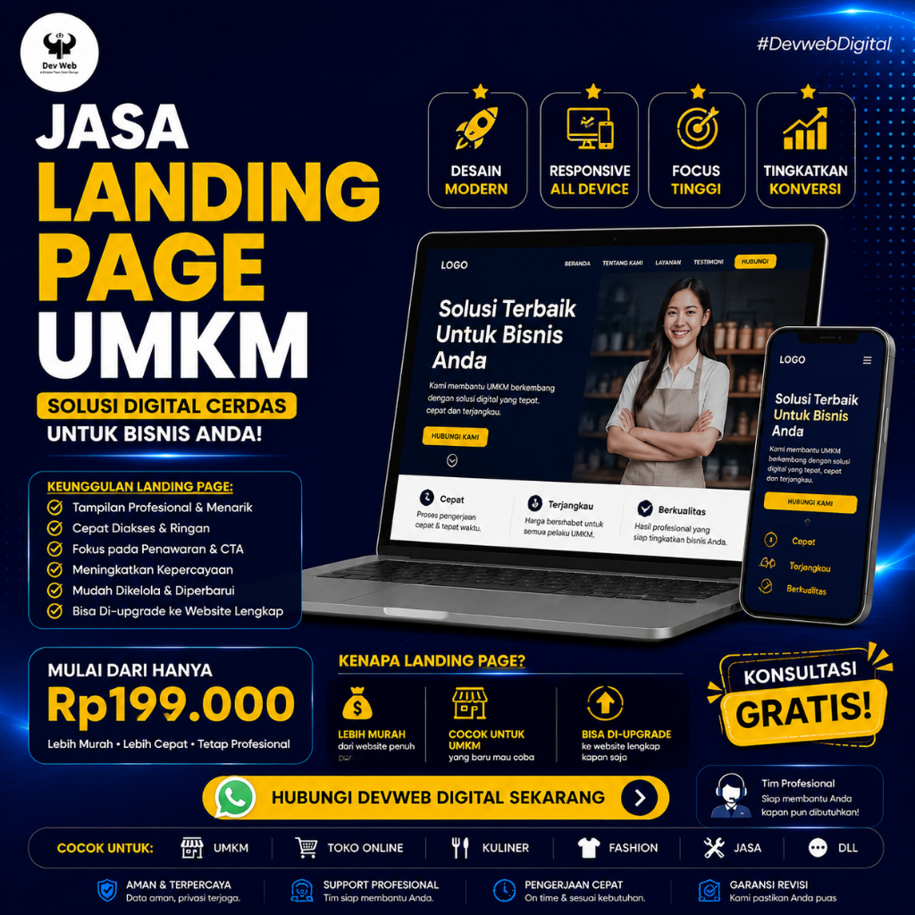 Jasa Pembuatan Landing Page UMKM Profesional | Website 1 Halaman | Responsive & SEO Friendly
