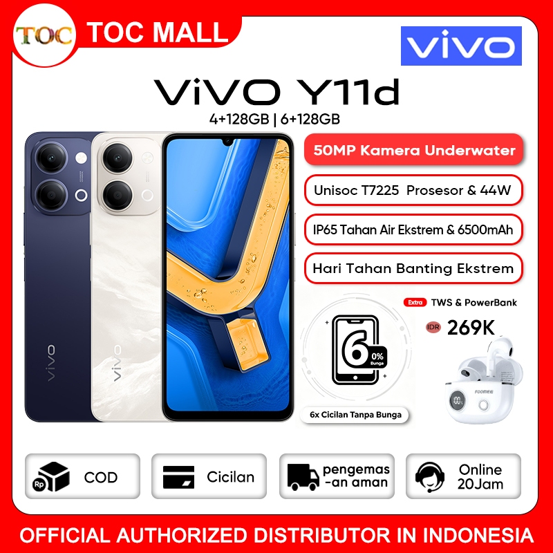 [ Official Store ] Vivo Y31d/Y05/Y11d - 6500mAh,44W FlashCharge,Tahan Hujan IP65, 50MP Kamera Utama